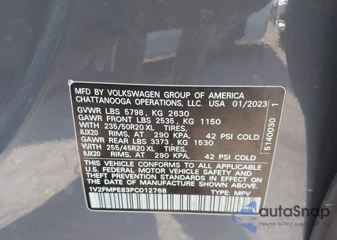 2023 Volkswagen Id.4 Pro S/Pro S Plus from USA, damaged, VIN 1V2FMPE83PC012768